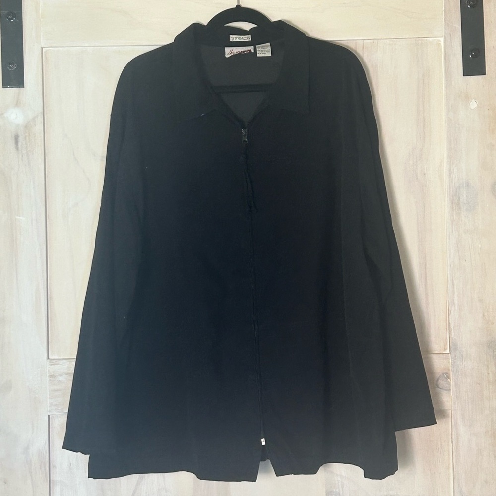 Joanna Plus collared top full front zipper black womens size 2X
